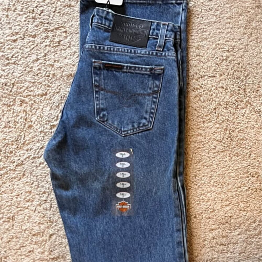 Size 2 Long - New Harley-Davidson Mid-Rise Bootcut Boyfriend Jeans - Medium-Blue